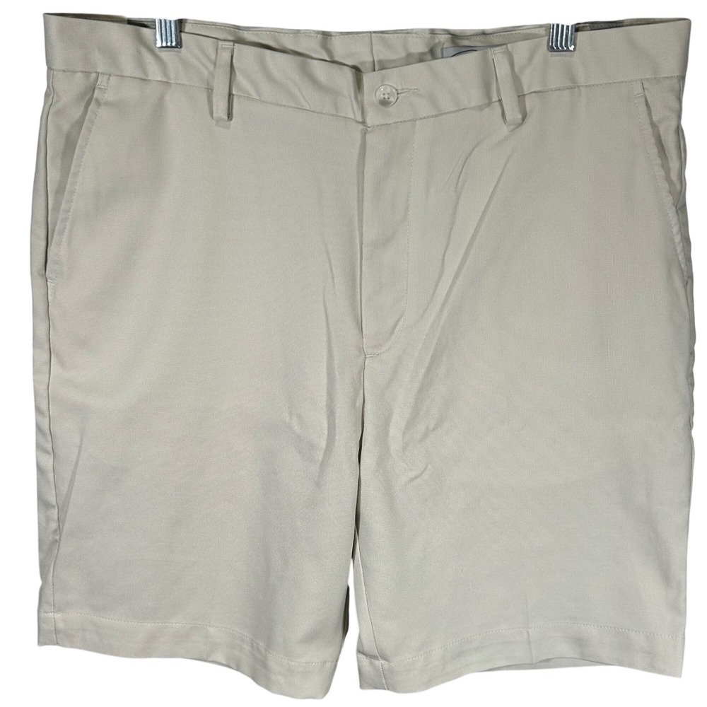 Greg Norman Mens Golf Shorts Size 36 Stone Beige Flat Front Performance